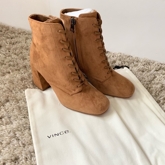Vince Shoes - Vince Suede Leather lace up block heel boots NIB
